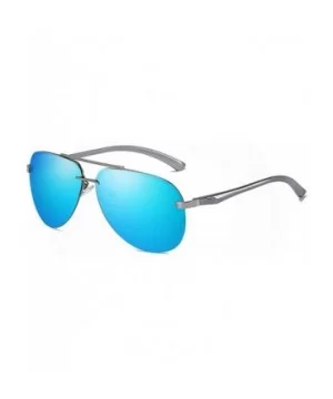 RimlPilot Polarized Sunglasses Men Aluminum Magnesium Sun Glasses Women Driving Shades - Gun Blue - CF197Y7KT7T $16.97 Round