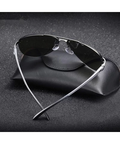 RimlPilot Polarized Sunglasses Men Aluminum Magnesium Sun Glasses Women Driving Shades - Gun Blue - CF197Y7KT7T $16.97 Round