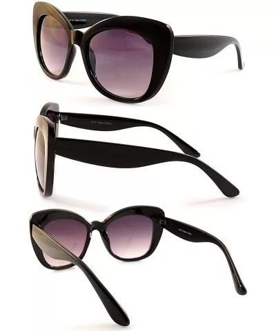 Women's Retro Oversize Cat-Eye Sunglasses A015 - Tortoise/ Brown Gradient - CE184A0QU2M $6.74 Square