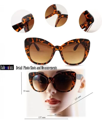 Women's Retro Oversize Cat-Eye Sunglasses A015 - Tortoise/ Brown Gradient - CE184A0QU2M $6.74 Square