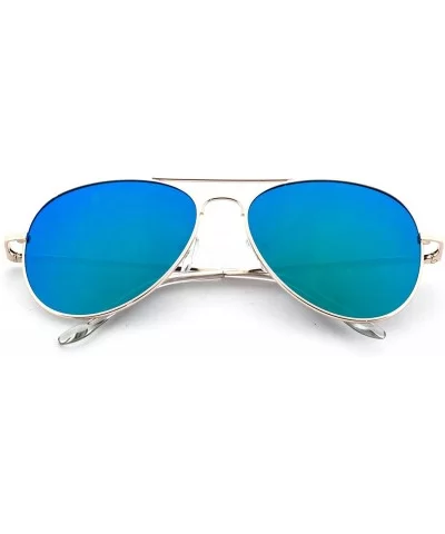 Pure Flat Flash Lens Aviator Sunglasses UV400 - Green - C112E3FUEOL $7.47 Aviator