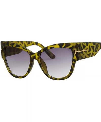 Fashion Cat Eye Sunglasses Women Vintage Brand Design Square Blue Leopard - Green Leopard - C418YZWL90H $7.52 Square