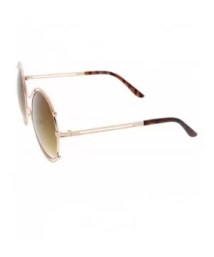 Oversize Wire Rimmed Temple Cutout Colored Mirror Round Sunglasses 58mm - Gold / Gold Mirror - CW12OBTC6UP $6.74 Oversized