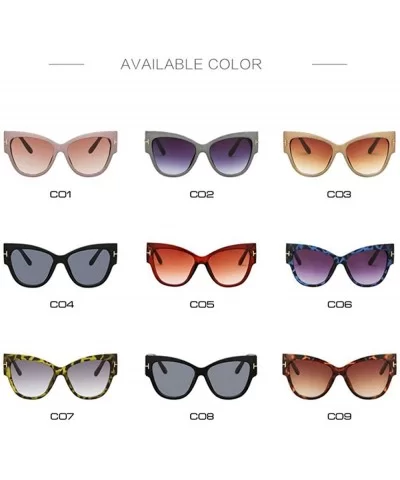 Fashion Cat Eye Sunglasses Women Vintage Brand Design Square Blue Leopard - Green Leopard - C418YZWL90H $7.52 Square