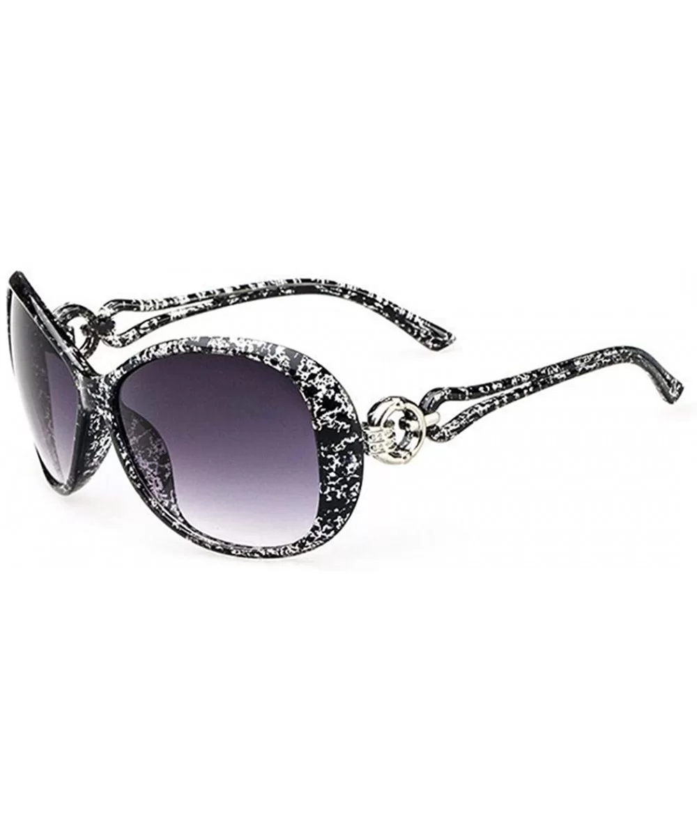 Women Fashion Oval Shape UV400 Framed Sunglasses Sunglasses - Black White - CF18UD45R8R $6.42 Oval