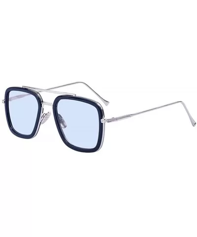 Retro Aviator Square Iron Man Sunglasses Tony Stark Glasses Eyewear Metal Frame for Men Women - CW18X0DXDLA $5.32 Square