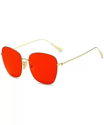 Unisex Sunglasses Retro Gold Grey Drive Holiday Oval Non-Polarized UV400 - Red - CB18R0R9NNG $7.08 Oval