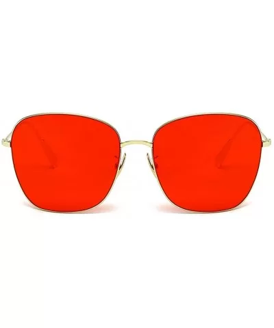 Unisex Sunglasses Retro Gold Grey Drive Holiday Oval Non-Polarized UV400 - Red - CB18R0R9NNG $7.08 Oval