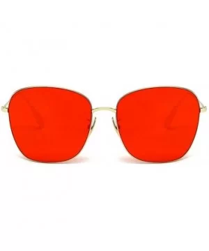 Unisex Sunglasses Retro Gold Grey Drive Holiday Oval Non-Polarized UV400 - Red - CB18R0R9NNG $7.08 Oval