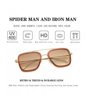 Tony Stark Sunglasses for Men Women Square Metal Frame - Iron Man and Spider-Man Vintage Sun Glasses - C21948SNSY7 $8.45 Square