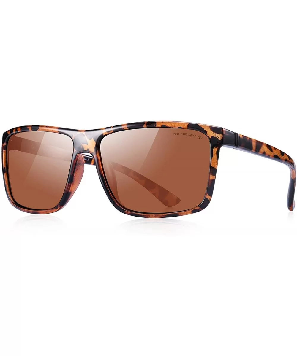 Men Polarized Sunglasses Fashion Male Sun glasses 100% UV Protection S8225 - Leopard Brown - CY19CD4RHDM $7.66 Wayfarer