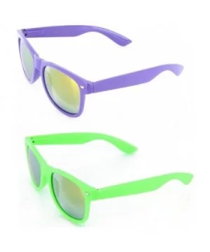 Neon Retro Sunglasses Color Mirror Lens for Men Women - Green/Purple - CY18YTLE3LD $5.02 Aviator