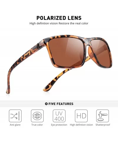 Men Polarized Sunglasses Fashion Male Sun glasses 100% UV Protection S8225 - Leopard Brown - CY19CD4RHDM $7.66 Wayfarer