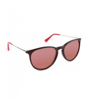 Classic Round Sunglasses for Women UV400 Lens Vintage Retro Glasses - Shiny Black With Red Lens - CS189T2DMAX $6.54 Round