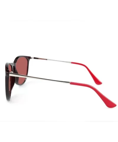 Classic Round Sunglasses for Women UV400 Lens Vintage Retro Glasses - Shiny Black With Red Lens - CS189T2DMAX $6.54 Round