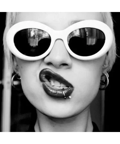 Sunglasses Retro Vintage Unisex Sunglasses Rapper Oval Shades Grunge Glasses - L - CD18H3C4WNZ $5.09 Oval