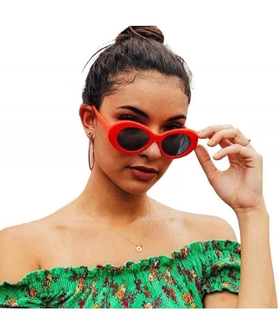 Sunglasses Retro Vintage Unisex Sunglasses Rapper Oval Shades Grunge Glasses - L - CD18H3C4WNZ $5.09 Oval