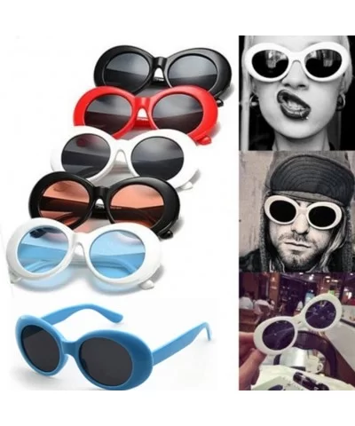 Sunglasses Retro Vintage Unisex Sunglasses Rapper Oval Shades Grunge Glasses - L - CD18H3C4WNZ $5.09 Oval