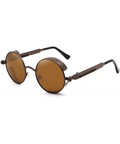 Round Steampunk Sunglasses for Women Men Vintage Retro Circle Metal Frame Eyewear Shades - CR1972RM94Q $8.93 Round