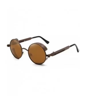 Round Steampunk Sunglasses for Women Men Vintage Retro Circle Metal Frame Eyewear Shades - CR1972RM94Q $8.93 Round