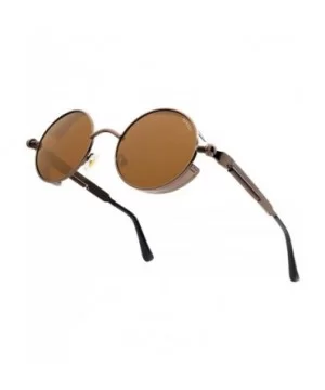 Round Steampunk Sunglasses for Women Men Vintage Retro Circle Metal Frame Eyewear Shades - CR1972RM94Q $8.93 Round