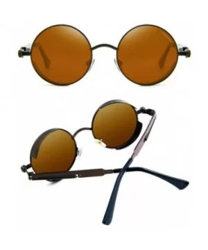 Round Steampunk Sunglasses for Women Men Vintage Retro Circle Metal Frame Eyewear Shades - CR1972RM94Q $8.93 Round