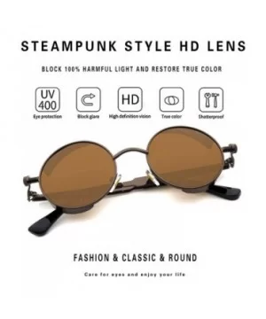 Round Steampunk Sunglasses for Women Men Vintage Retro Circle Metal Frame Eyewear Shades - CR1972RM94Q $8.93 Round