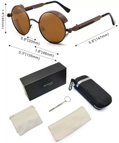 Round Steampunk Sunglasses for Women Men Vintage Retro Circle Metal Frame Eyewear Shades - CR1972RM94Q $8.93 Round