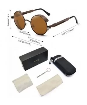 Round Steampunk Sunglasses for Women Men Vintage Retro Circle Metal Frame Eyewear Shades - CR1972RM94Q $8.93 Round