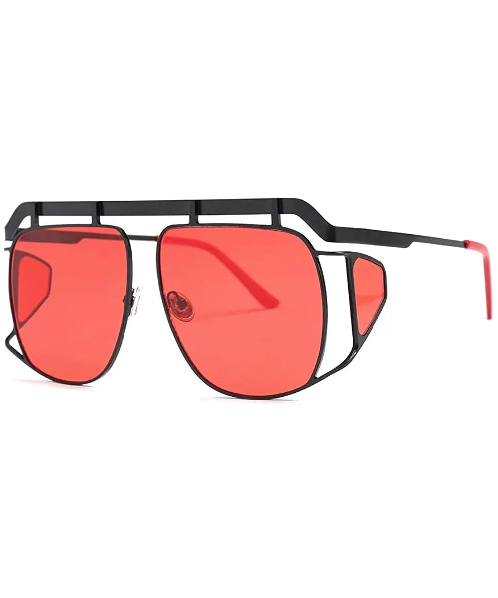 Large Frame Irregular Lens Sunglasses UV400 Sun glasses for Girl/Women 23012 - Blackred - C818AGELYTX $6.75 Aviator