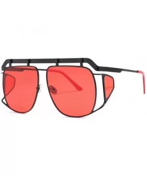 Large Frame Irregular Lens Sunglasses UV400 Sun glasses for Girl/Women 23012 - Blackred - C818AGELYTX $6.75 Aviator