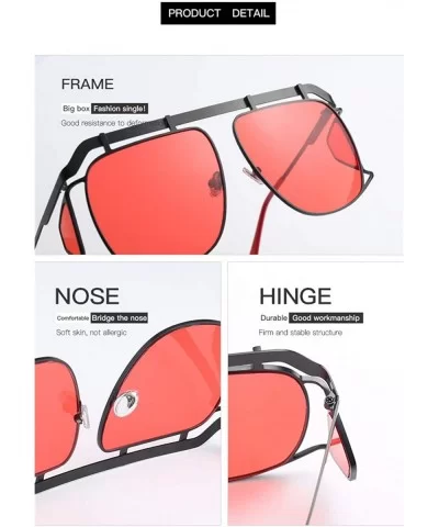 Large Frame Irregular Lens Sunglasses UV400 Sun glasses for Girl/Women 23012 - Blackred - C818AGELYTX $6.75 Aviator