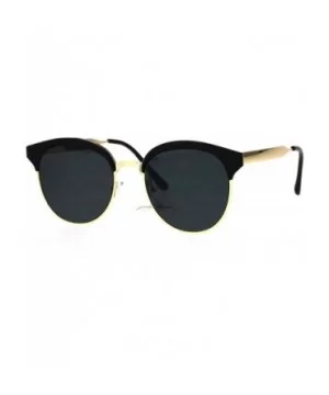 Womens Metal Half Horn Rim Retro Flat Panel Color Mirror Lens Sunglasses - Black - CD17YDQHW05 $7.10 Round