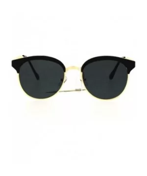 Womens Metal Half Horn Rim Retro Flat Panel Color Mirror Lens Sunglasses - Black - CD17YDQHW05 $7.10 Round