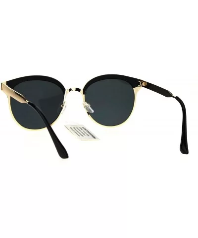 Womens Metal Half Horn Rim Retro Flat Panel Color Mirror Lens Sunglasses - Black - CD17YDQHW05 $7.10 Round