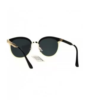 Womens Metal Half Horn Rim Retro Flat Panel Color Mirror Lens Sunglasses - Black - CD17YDQHW05 $7.10 Round