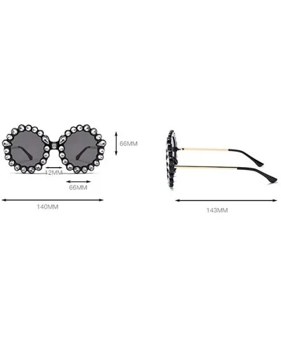 2019 new personality trend street shooting round frame with diamonds ladies sunglasses - White Mercury - CK18L80MY5A $8.26 Round