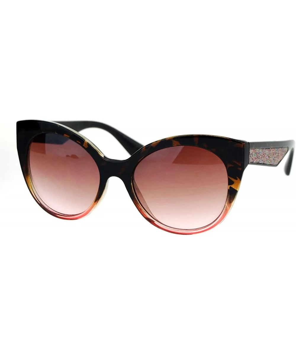 Sunglasses Womens Round Butterfly Frame Glitter Sides UV 400 - Tortoise Red - CQ1848K357I $11.01 Butterfly