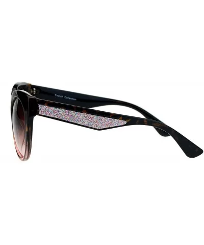 Sunglasses Womens Round Butterfly Frame Glitter Sides UV 400 - Tortoise Red - CQ1848K357I $11.01 Butterfly