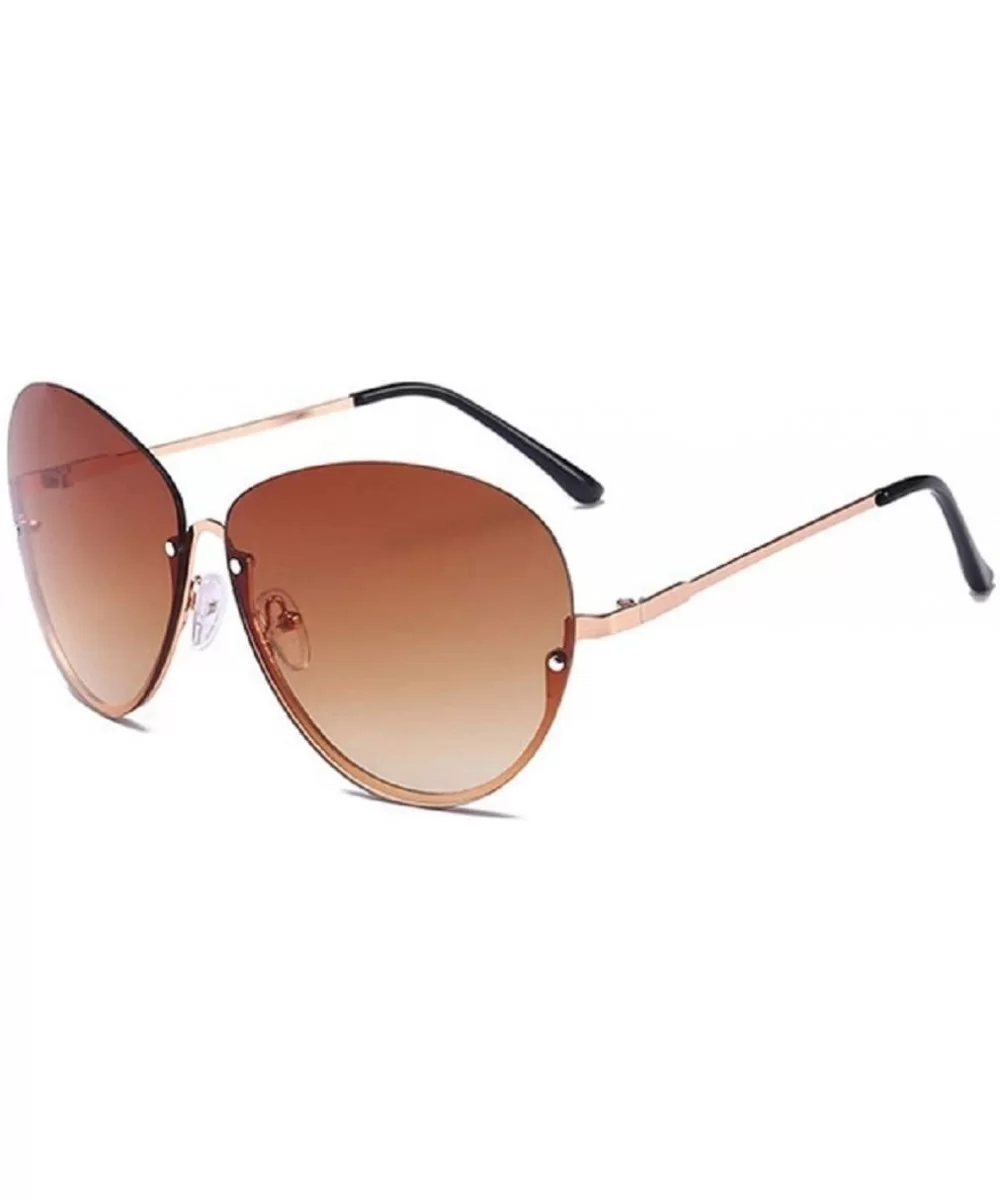 Fashion Oversized Rimless Sunglasses Women Clear Lens Glasses - H - CH18SCWH8DO $6.47 Rimless