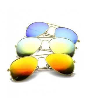 Premium Flash Mirror Lens Aviator Sunglasses (Nickel Plated Metal Frame) - 3-pack Gold - Blue/Red/Sun - CI12CIGLJMN $29.27 Ov...