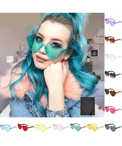 Heart Shaped Sunglasses for Women Transparent UV Protection Frameless Love Party Rimless Sunglasses Glasses - CJ1903OL437 $5....