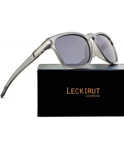 Unisex Polarized Sunglasses Vintage Sun Glasses For Women Men - Transparent Gray Frame/Gray Lens - CY18HZRMQQK $8.04 Round