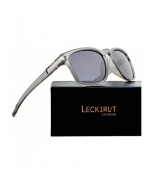 Unisex Polarized Sunglasses Vintage Sun Glasses For Women Men - Transparent Gray Frame/Gray Lens - CY18HZRMQQK $8.04 Round