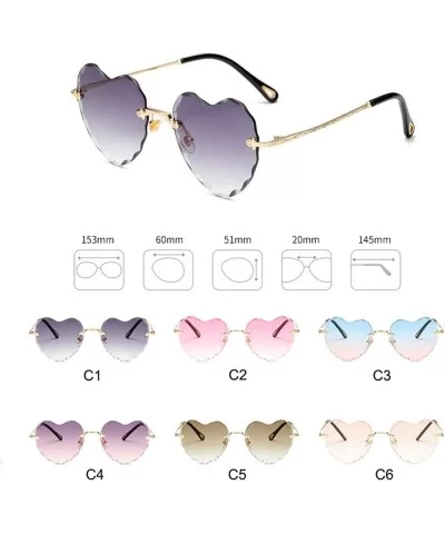 2018 Love Heart Sunglasses Women Fashion RimlSun Glasses Cute Sexy Gradient UV400 Party - C3 - CA197Y6GZMI $18.41 Oversized