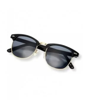 Classic Half Frame Polarized Semi-Rimless Sunglasses (NEERD) - Shiny Black - CY186H35EC5 $8.75 Semi-rimless