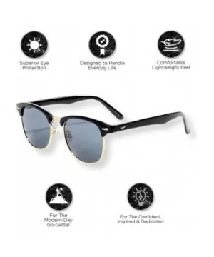 Classic Half Frame Polarized Semi-Rimless Sunglasses (NEERD) - Shiny Black - CY186H35EC5 $8.75 Semi-rimless