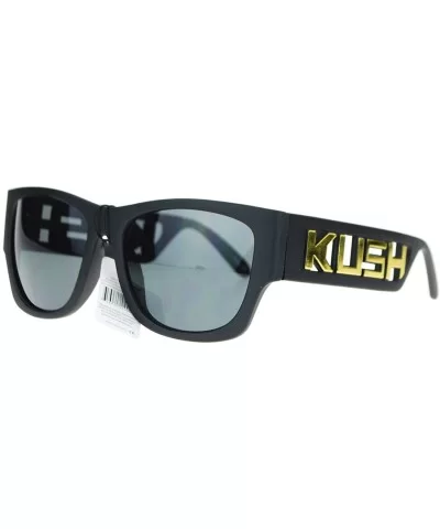 KUSH Sunglasses Black Square Hipster Celebrity Fashion Shades - Matte Black Gold - CG1809NE36N $6.46 Square