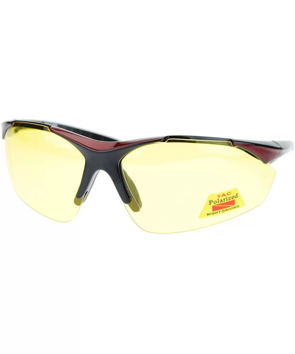 Mens Biker Polarized Yellow Lens Night Riding Half Rim Motorcycle Glasses - Black Red - C711YAXLS23 $7.78 Sport