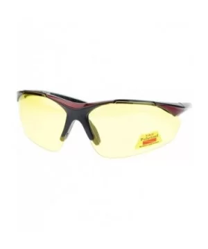 Mens Biker Polarized Yellow Lens Night Riding Half Rim Motorcycle Glasses - Black Red - C711YAXLS23 $7.78 Sport